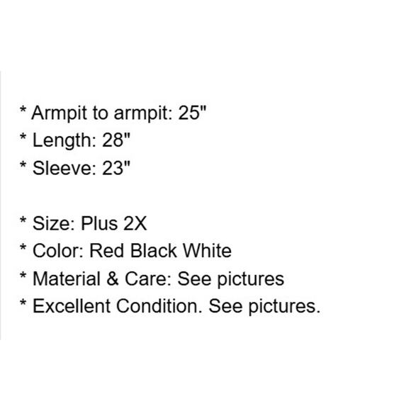 Lucky Brand Top Plus Size 2X Red Black White Sheer Chiffon Blouse Casual Career - Picture 4 of 16